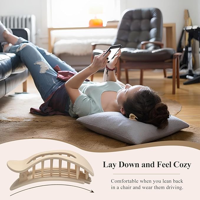 Flat Hair Clips for Women,French Lay Flat Claw Clips,Matte Strong Hold Side Hair Clip Thick & Thin Hair No-Slip Duck Billed Jaw Claw Clip 4 Pcs