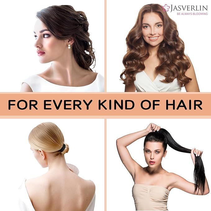 2.4" Large Hair Ties No Damage, Thick Hair Bands for Women, Soft Elastic Ponytail Holders Cotton Seamless Scrunchies Stretchy No Crease 30 Pcs (Black)