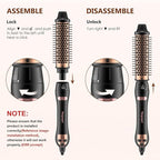 3-in-1 Thermal Brush for Blowout Look, 1.5 inch Heated Round Brush with Ion Detachable Heated, Makes Hair Straightening and Smoother Get Natural Curls, Dual Voltage for Travel, Quick&Easy