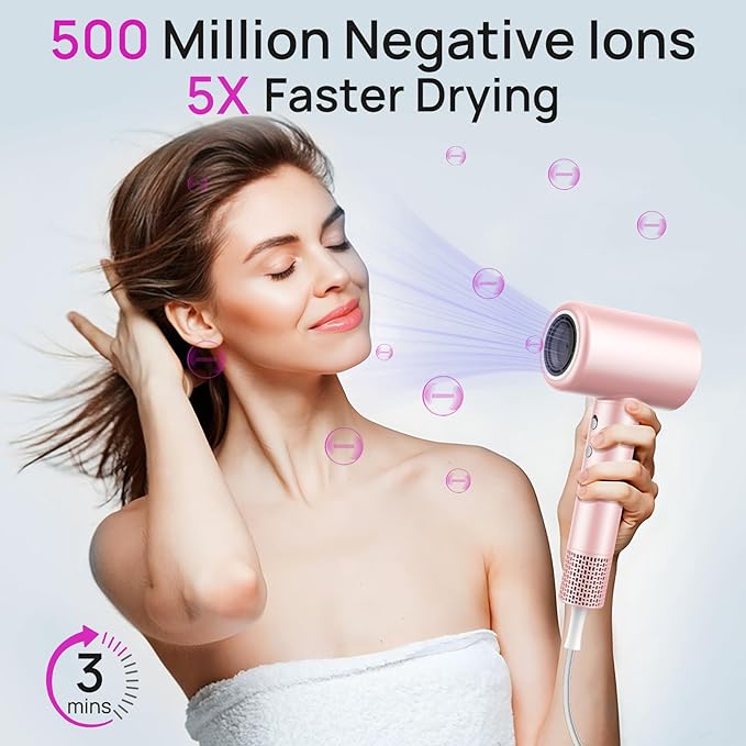 CONFU Hair Dryer, 110000 RPM Fast Drying Blow Dryer with Magnetic Diffuser and Concentrator, Professional Lightweight Ionic Hair Dryer for Women and Men