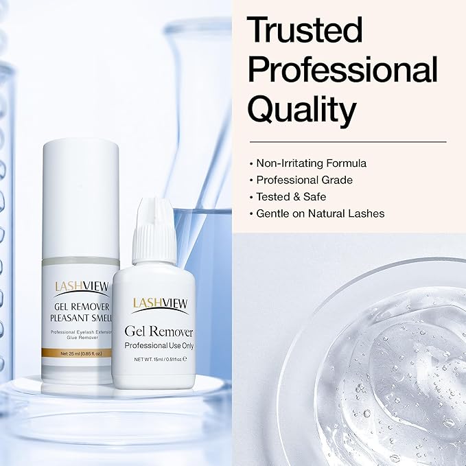 LASHVIEW Sensitive Lash Remover for Lash Extensions - Clear Eyelash Extension Remover Gel 15ml