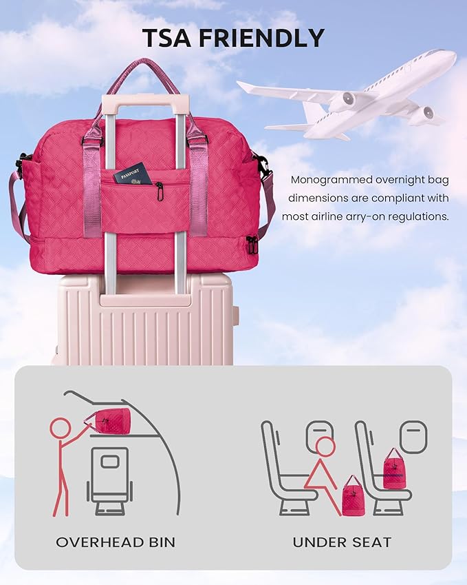 Womens Gifts for Birthday-Initial Travel Bag with Shoe Compartment, Personalized Weekender Bag, Monogram Overnight Bag for Women, Letter Travel Bag with Makeup Bag Ladies Gifts (Letter S)