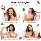 6 in 1 Hair Styler,110-120V Hair Dryer Brush,110,000 RPM High-Speed,Negative Ion & 4 Adjustable Temp Hot-Air Hair Brush,Detachable Hot Air Styler Set for Women (Pink Gold)