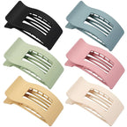 French Flat Hair Clips for Women 6pcs Hair Claw Clips for Thick or Thin Hair Matte Claw Clips for Girls Barrettes Non-Slip Strong Hold Hair Accessories for Women (Light Colorful)