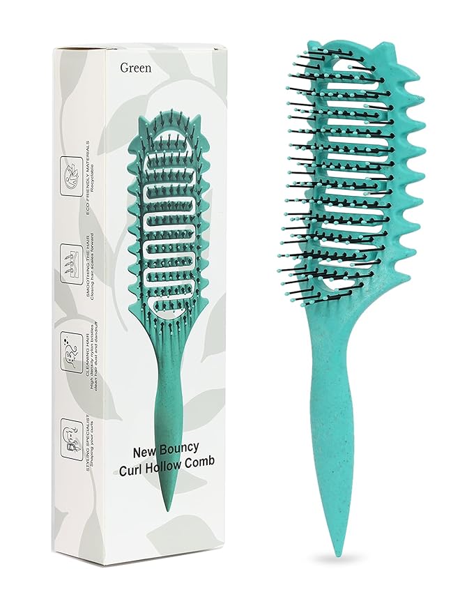 Curl Defining Brush for Curly Hair, 2025 Vented Detangling Brush for Wet, Curl Styling Brush for Women, Less Pulling, Defines & Shapes, Great Gift for Curly Hair Women (Green)