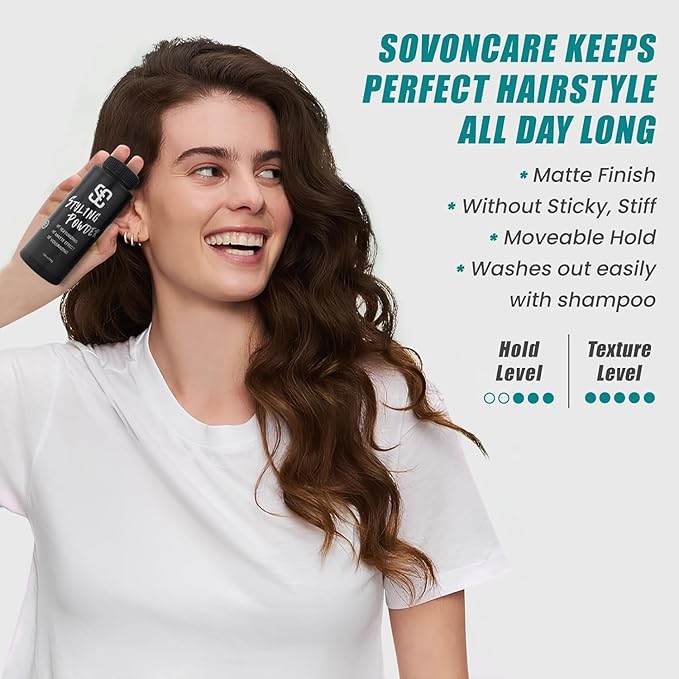 SOVONCARE Natural Hair Styling Powder for Men & Women, Hair Texture and Volumizer Med Hold, Long Lasting, Easy to Apply with No Sticky or Residue, 2 Pack, 1.05oz each