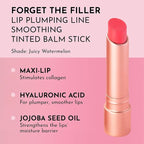 LAWLESS Women's Forget the Filler Lip Plumping Line Smoothing Tinted Balm, Juicy Watermelon, Pink, 0.1 Ounce / 2.9 ml