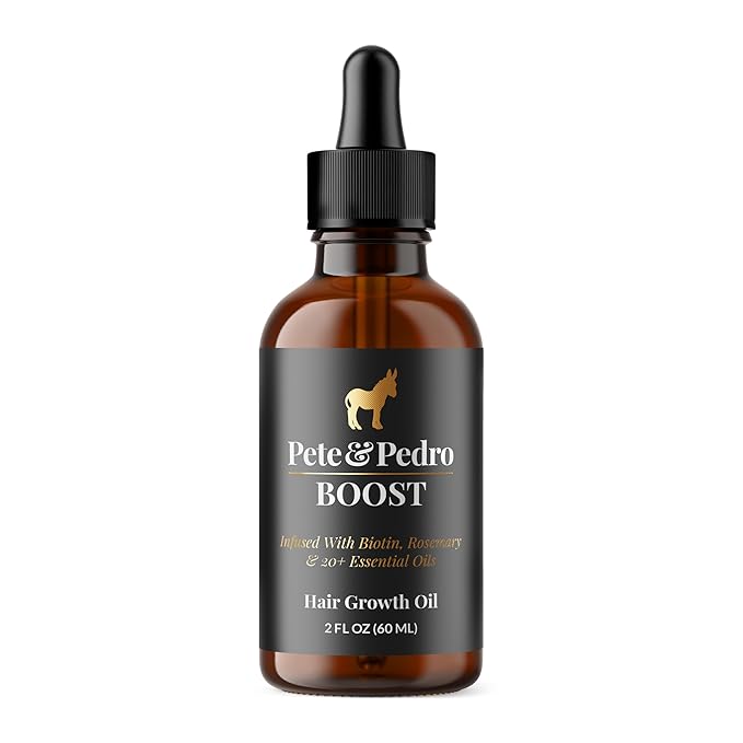 Pete & Pedro BOOST Hair & Beard Strengthening & Growth Natural Scalp Health Serum Oil For Men & Women - With Rosemary, Biotin & 20 plus Essential Oils | Shark Tank Featured, 2 oz.
