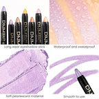evpct Light Purple Shimmer Cream Eye Shadow Brightener Sticks Set for Eyes, Light Purple Shimmery Matte Pencil Eye shadow Applicator Stick Pen Palette Makeup Waterproof sombras en crema para ojos 08#