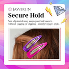 2.5” Large Snap Hair Barrettes for Women Girls, Y2k Colorful Cute Metal Flat Hair Clips for Kids Fine Thin Hair Styling Accessories, Big Neon Hairclips 6 Colors 30 Pcs