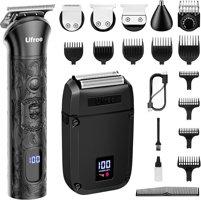 Ufree Beard Trimmer for Men, Foil Shaver Electric Razor, Shavers for Body Face Nose Ear, Cordless Hair Trimmer, Professional Hair Clippers, Mustache Grooming Kit Birthday Gifts for Men