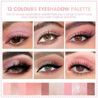 AMY'S DIARY 12Color Matte Shimmer Light Pink Eyeshadow Palette, Long-Lasting, and Highly Pigmented Eye Shadow. Elevate Your Eye Makeup– Unleash Your Unique Style