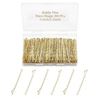 200 Pcs 2.2 Inch Wave-Shaped Bobby Pins Golden Metal Hair Pins Hair Accessories for Women Stylists Hair Sticks Girl
