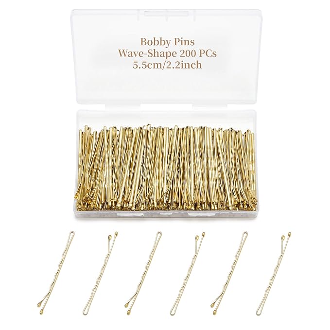 200 Pcs 2.2 Inch Wave-Shaped Bobby Pins Golden Metal Hair Pins Hair Accessories for Women Stylists Hair Sticks Girl