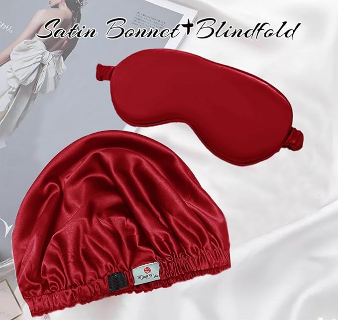 2Pcs Hair Bonnets For Sleeping Satin Bonnet Silk Bonnets For Women Silky Night Caps Womens Curly Hair Sleep Cap