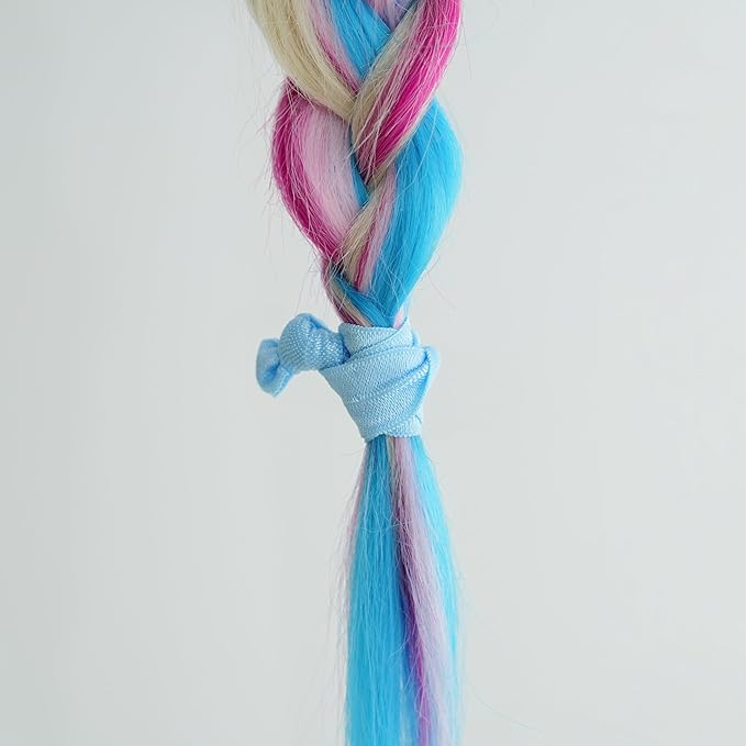 MEEDEE 100 Pack Light Blue Color Hair Ties For Women No Crease Soft Elastic Ribbon No Damage Blue Hair Ties Knotted Ouchless Hair Ribbon Yoga Hair Ribbons Elastic Bracelets