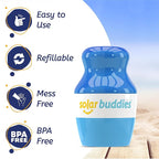 Solar Buddies Sunscreen Applicator - Single Full Blue - Refillable Roll on Sponge Sunscreen, Suncream & Lotion Applicator For Kids, Adults & Families - Holds 3.4fl oz, Perfect Size for Travel