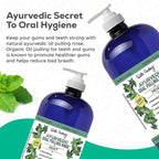 Organic Oil Pulling for Teeth and Gums | Refreshing Mint Flavored Oral Rinse Mouthwash for Bad Breath-Essential Oils for Teeth Whitening & Gum Care | Mouthwash for Fresh Breath, Family Size-32 FL Oz