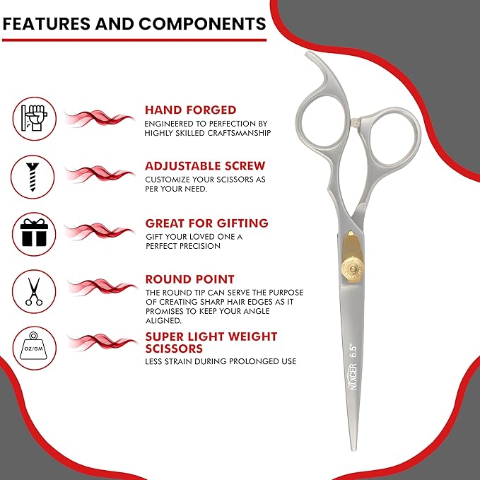 Hair Cutting Scissors -Sharp Razor Edge Blade Hair Shears Series - 6.5" With Fine Adjustment – Stainless Steel Hair Scissors Professional For Men, Women & Babies (Sand)
