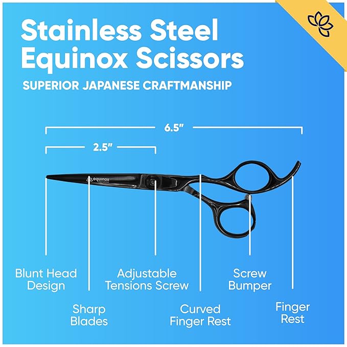 Equinox Razor Edge Series Professional Hair Scissors - 6.5� Premium Japanese Stainless Steel Hair Cutting Scissors, Hair Shears, Hair Razors for Hair Cutting, Barber Accessories & Hair Salon Supplies
