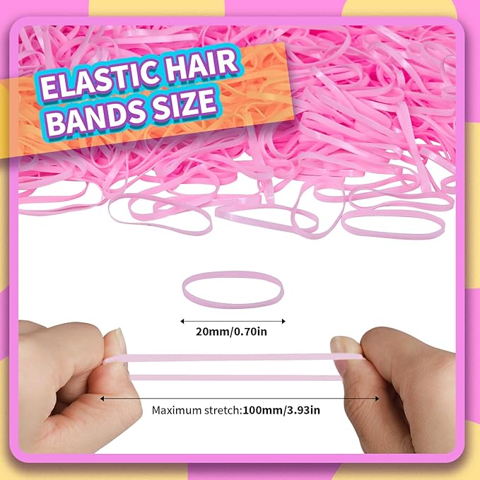 Teenitor Hair Bands, Rubber Elastics, 300pcs, Pink