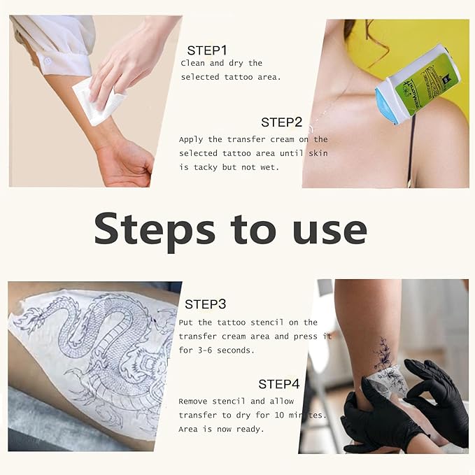 2PCS Tattoo Transfer Cream Stencil Gel,Safe Tattoo Transfer Gel Clear & Long-Lasting Tattoo Stencil Gel for Tattooing Artists and Beginner