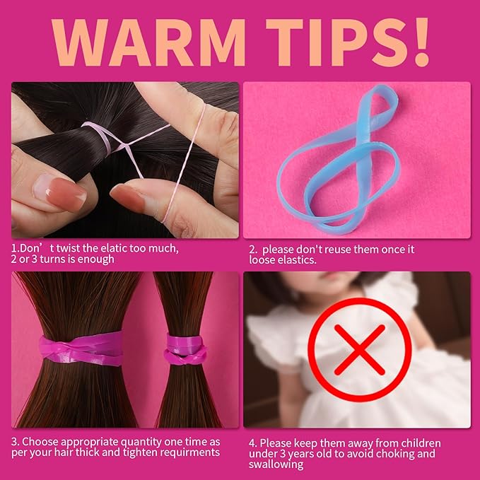 Teenitor Color Elastic Hair Bands, Hair Ties,2000pcs Multi Color Hair Holder Hair Tie Elastic Rubber Bands for Baby Girls