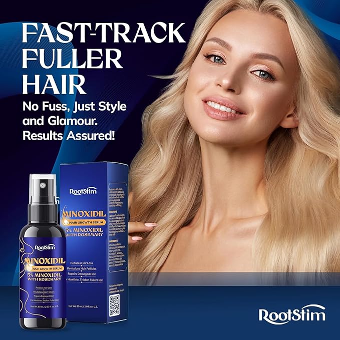 5% Minoxidil Hair Growth for Men and Women: Extra Strength Minoxidil Hair Loss Treatment Serum with Rosemary for Faster Stronger Thicker Hair Growth 2 FL OZ