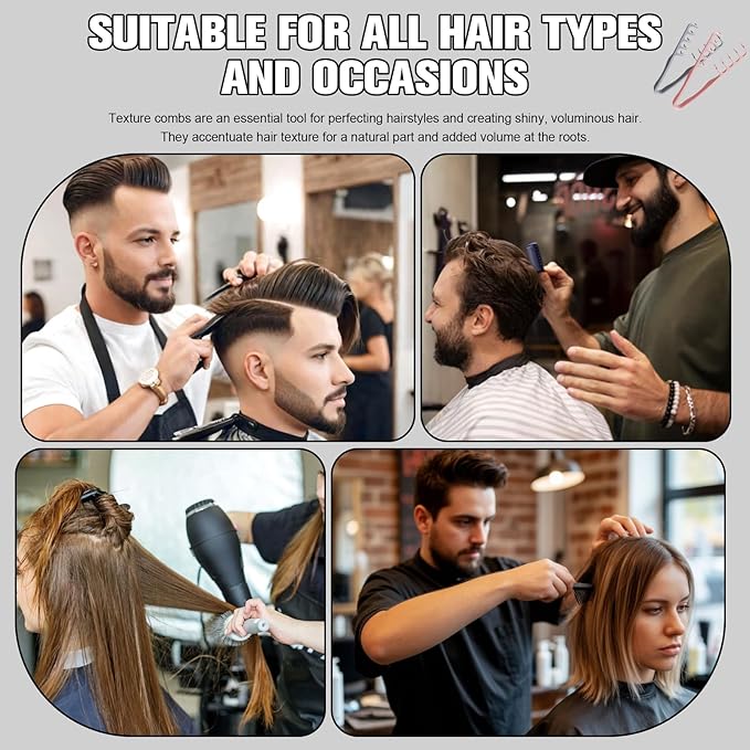 Upgrade Texture Comb, Volumizing Wide-Tooth Hair Styling Comb, Foundation Capacity Apparatus Maximum Lift Roots Volume Tool for Women Men (2Pcs Mixed Color)