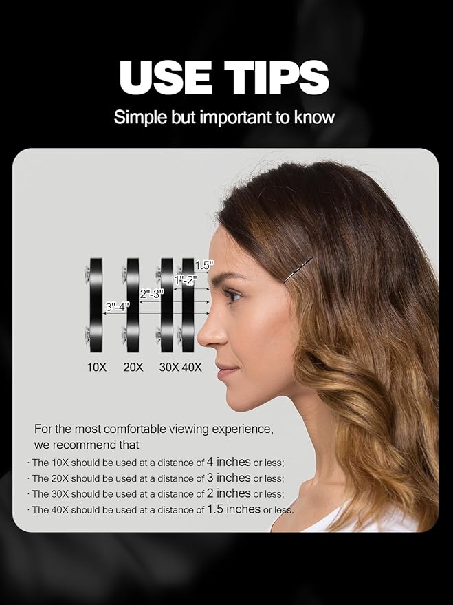 20X Magnifying Mirror with 2 Suction Cups, 3.5 inches Magnified Makeup Mirror and Slant Tweezers,Black,1PC