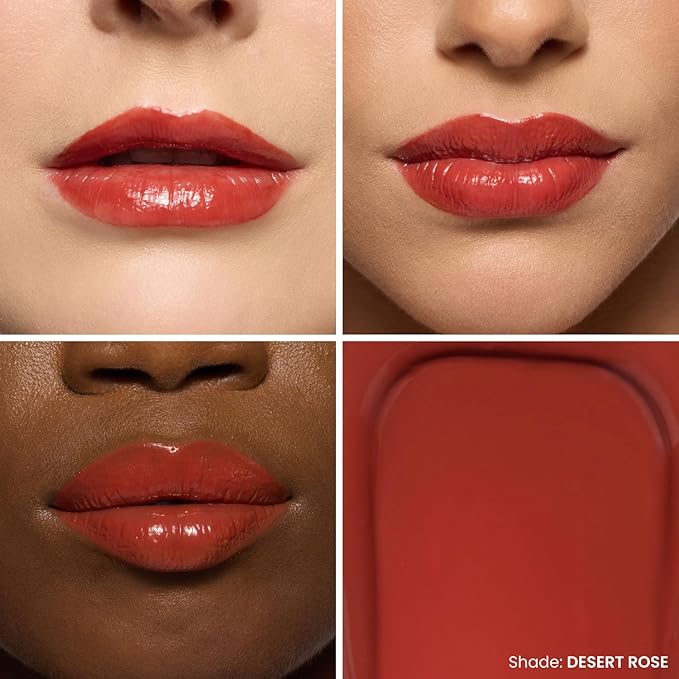 OFIR Hue Hydrator Sheer Lip Jelly, Luminous Gloss, Plant-based, Hydrating, Subtle Color, 0.135 fl oz (Desert Rose - Brick Brown)