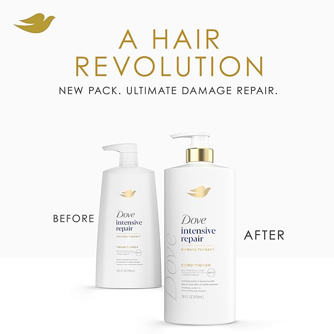 Dove Conditioner 4 Pack Intensive Repair for Damaged Hair with Bio-Protein Care Technology and Amino Serum 28 Fl Oz