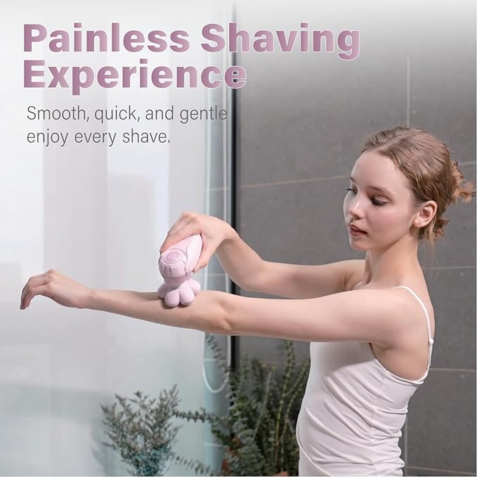 3-in-1 Electric Razor for Women, Painless Bikini Trimmer & Body Shaver, IPX7 Waterproof Wet/Dry, 120-Min Type-C Rechargeable, Gentle & Smooth Pink Shaver, Ideal Holiday Gift for Her