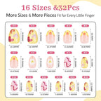 16 Sizes Press on Nails Kit for Kids - 32 Pieces French Almond Fake Nail Tips for Girls 8-12 Years Old with Jelly Nail Adhesives & No-Lamp Nail Glue, Birthday Christmas Gifts (Happy Smile)