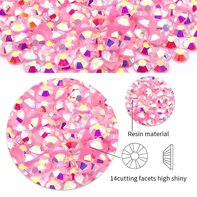 1440 Pcs SS20 5mm Flatback Rhinestones for Nails Art Crafts Glitter Round Shine Gems AB Crystals DIY Clothes Shoes （Dark Pink AB）