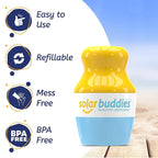 Solar Buddies Sunscreen Applicator - Single Blue - Refillable Roll on Sponge Sunscreen, Suncream & Lotion Applicator For Kids, Adults & Families - Holds 3.4fl oz, Perfect Size for Travel