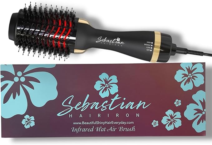 Infrared Professional Hot Air Brush-Premium Salon Quality – Lightweight & Powerful – Sebastian Hair Iron