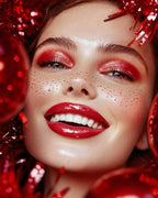 Red Face Glitter - Waterproof and Long-Lasting Body Glitter Speckles, Sparkle Makeup Patches for Festivals and Parties (RED - 8 Sheets)