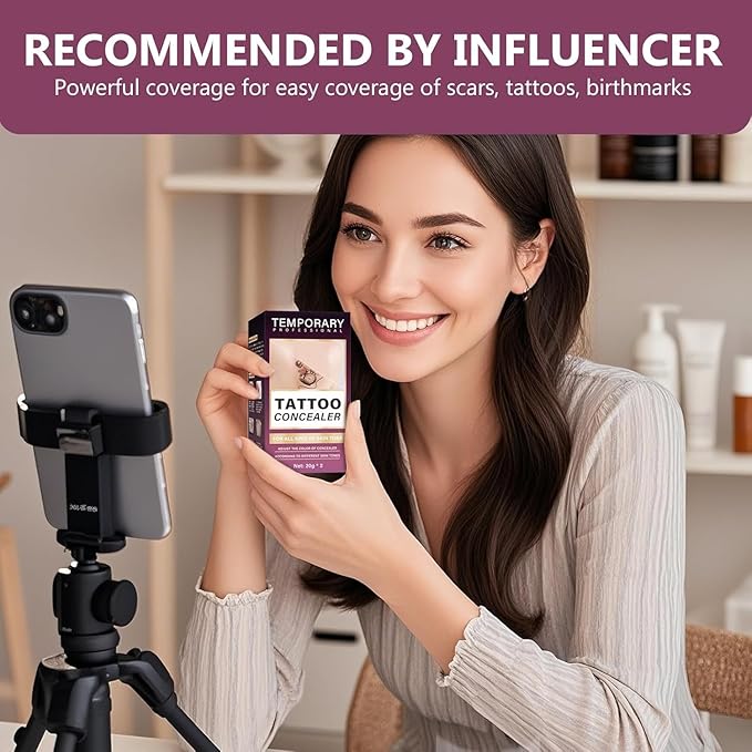 Tattoo Cover Up Makeup Waterproof, 2 Colors Tattoo Concealer, Invisible Tattoo Cover Up, Suitable for Tattoos Scars and Spots, for All Skin Types,2.8Oz