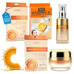Azure Vitamin C Skincare Bundle: Dermatologist-tested Face Moisturizer, Under Eye Pads, Collagen Masks & Serum. Hydrates, firms, and reduces dark spots for glowing, youthful skin. Made in Korea