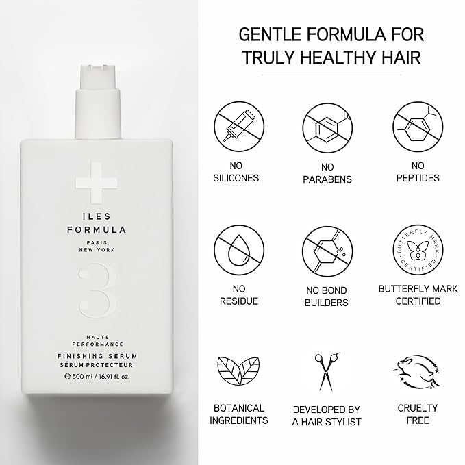 ILES FORMULA Weightless Styling Cream & Finishing Serum with Heat Protection, Non-Greasy Hair Repair Treatment for Damaged Hair, Anti-Frizz Blow Dry Product with Silk Extract & Macroloba Seed (500mL)