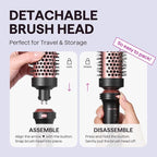 Wavytalk Thermal Brush, 1 1/2 inch Heated Round Brush with Detachable Head, Velvet Pouch and Dual Voltage for Travel, Easy to Create Blowout Look, Rose Gold
