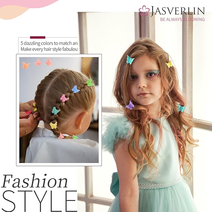 50 Pcs Mini Butterfly Hair Clips, 90s Cute Hair Accessories for Girls Kids Toddler, Tiny Small Y2k Claw Clip for Women Styling 8 Assorted Colors (Pastel Paradise)