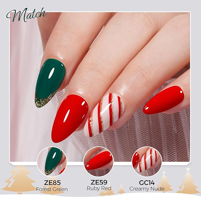 TOMICCA Green Gel Nail Polish, 15ml Christmas Green Gel Polish,Soak Off UV LED for Cure，Color Long Lasting High Saturation and Glossy Nail Art Manicure Salon Women Gifts For Christmas