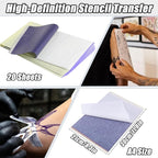 2MM Tattoo Practice Skin with Transfer Papers Kit - YONGDA 20pcs Double-Sided Realistic Fake Skin with 20 Thermal Stencil Papers for Tattoo Training, Beginner & Professional Use