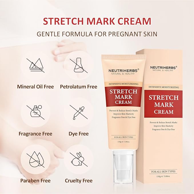 Neutriherbs Stretch Mark Cream, Pregnancy and Weight Fluctuations Skin Care, Belly Cream With Shea Butter and Coconut Oil - 3.88 Oz