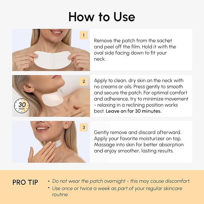 MAREE Neck Wrinkle Patches – Collagen Anti-Wrinkle Patches with Retinol & Hyaluronic Acid for Face Lift – Neck Mask for Tightening and Firming – Neck Lifting Mask & Face Tape for Neck Wrinkles – 5 Pcs