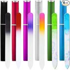 6 Pack Glass Nail File with Case, Crystal Fingernail Files Set, Double Sided Finger Nail Files, Professional Manicure Nail Care for Women, Christmas Gifts Stocking Stuffers