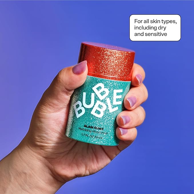 Bubble Skincare Slam Dunk Hydrating Face Moisturizer - Lightweight Face Lotion With Vitamin E + Aloe Vera - Daily Facial Moisturizer for Normal + Dry Skin - Glam Edition (50ml)