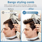 Volugrip Fringe Comb, Textured Styling Comb, Fluffy Curly Hair Comb for Volume & Fringe Parting, Anti-Frizz Styling Tool for Men & Women (Black+Gray)